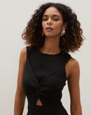 Vestido  Midi de Tricot com Lurex - Preto