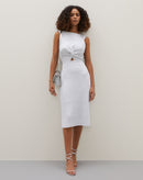Vestido  Midi de Tricot com Lurex - Branco