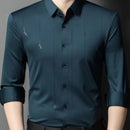 [Leve 5, Pague Só 3] Camisa Social Marquessio Masculina de Manga Longa em Seda Mulberry, Tencel e Poliéster + Relógio, Carteira e Cinto Grátis