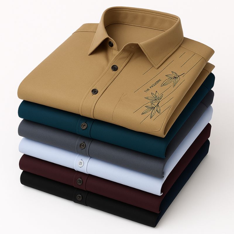 [Leve 5, Pague Só 3] Camisa Social Dalloren Masculina Aveludada em Seda Importada + Relógio, Carteira e Cinto Grátis