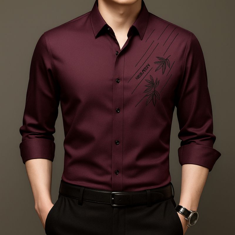 [Leve 5, Pague Só 3] Camisa Social Dalloren Masculina Aveludada em Seda Importada + Relógio, Carteira e Cinto Grátis
