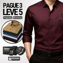 [Leve 5, Pague Só 3] Camisa Social Dalloren Masculina Aveludada em Seda Importada + Relógio, Carteira e Cinto Grátis